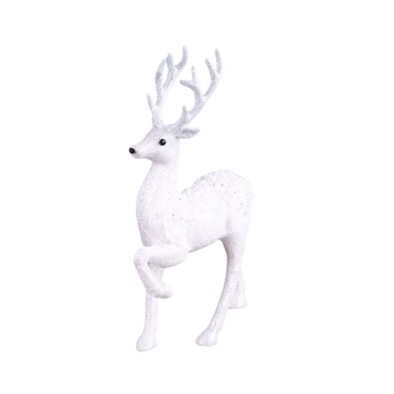 White Glitter Standing Deer Figurine – 12.25"H Christmas Decor-XF1284